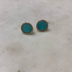 Gold Michael Kors Turquoise Stud Earring